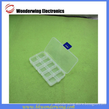 Transparent electronic components storage box with 10 grid mounted separately